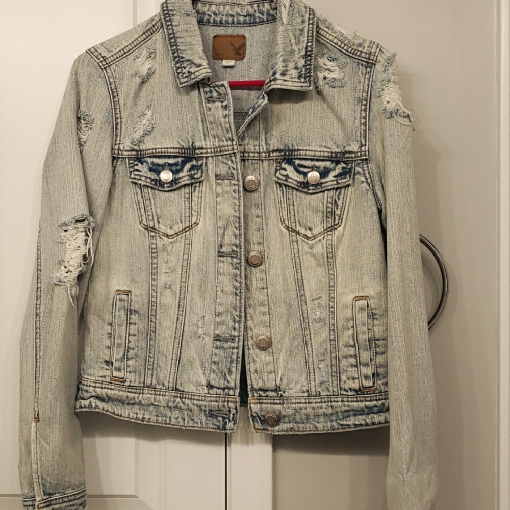 American Eagle Distressed denim jacket NWOT